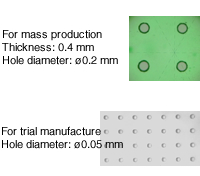 Micro through hole processing